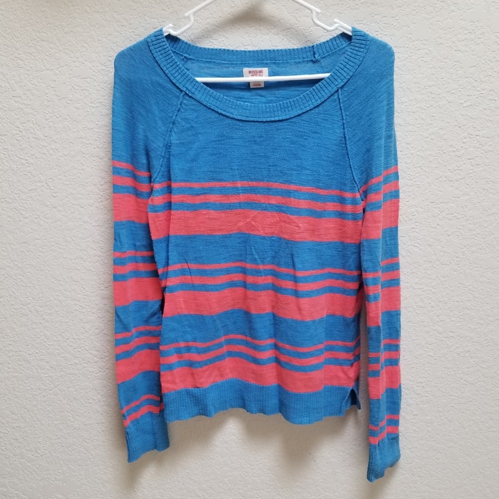 Blue/Salmon Striped Sweater